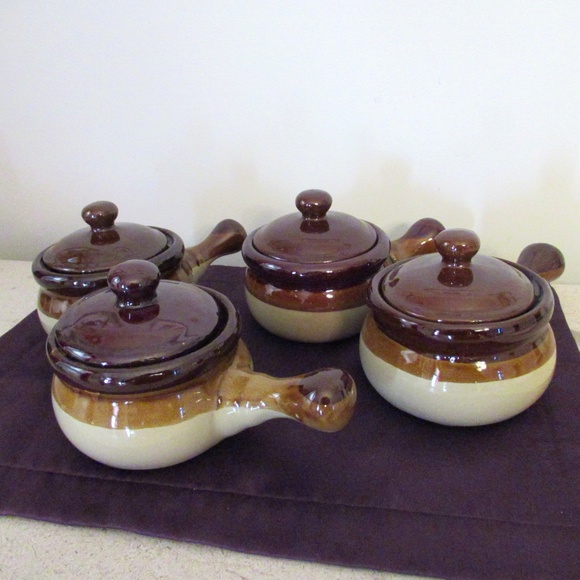 Crock stoneware 2 tone brown dip individual casserole with lid - Picture 1 of 8